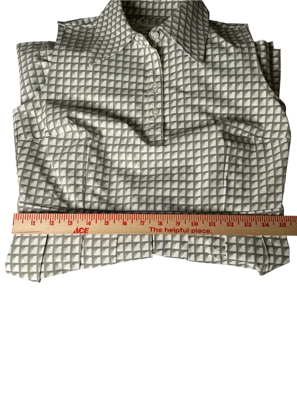 Tory Burch Stretch Golf Pleated Shirt Dress in Grey Gradient Gingham Size 6 - Picture 11 of 15